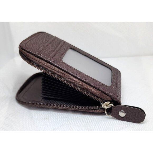 Mini Credit Card Case - Multi Card Slot Card Holder Wallet with ID Window Brown - Picture 8 of 13